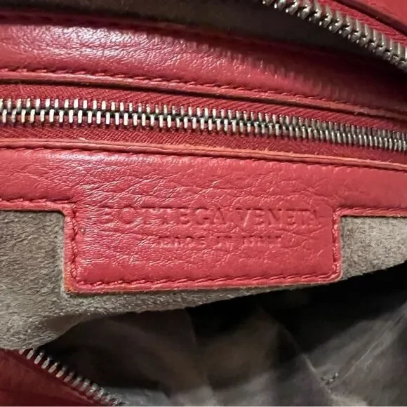 Authentic Bottega Veneta Large Brick Red Cervo Disc Boho Bag Intrecciato-Trimmed - Picture 8 of 12